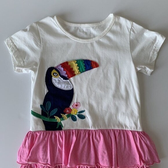 Girl Toucan Appliqué Ruffle Skirt Dress Size 130 Fits 5T - Picture 2 of 6